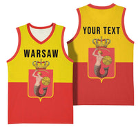 Personalized Warsaw Capital of Poland Basketball Jersey Royal Syrenka Heraldic Design