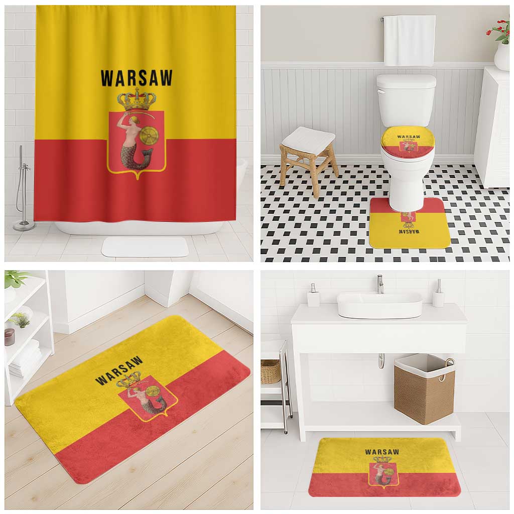 Warsaw Capital of Poland Bathroom Set Royal Syrenka Heraldic Design