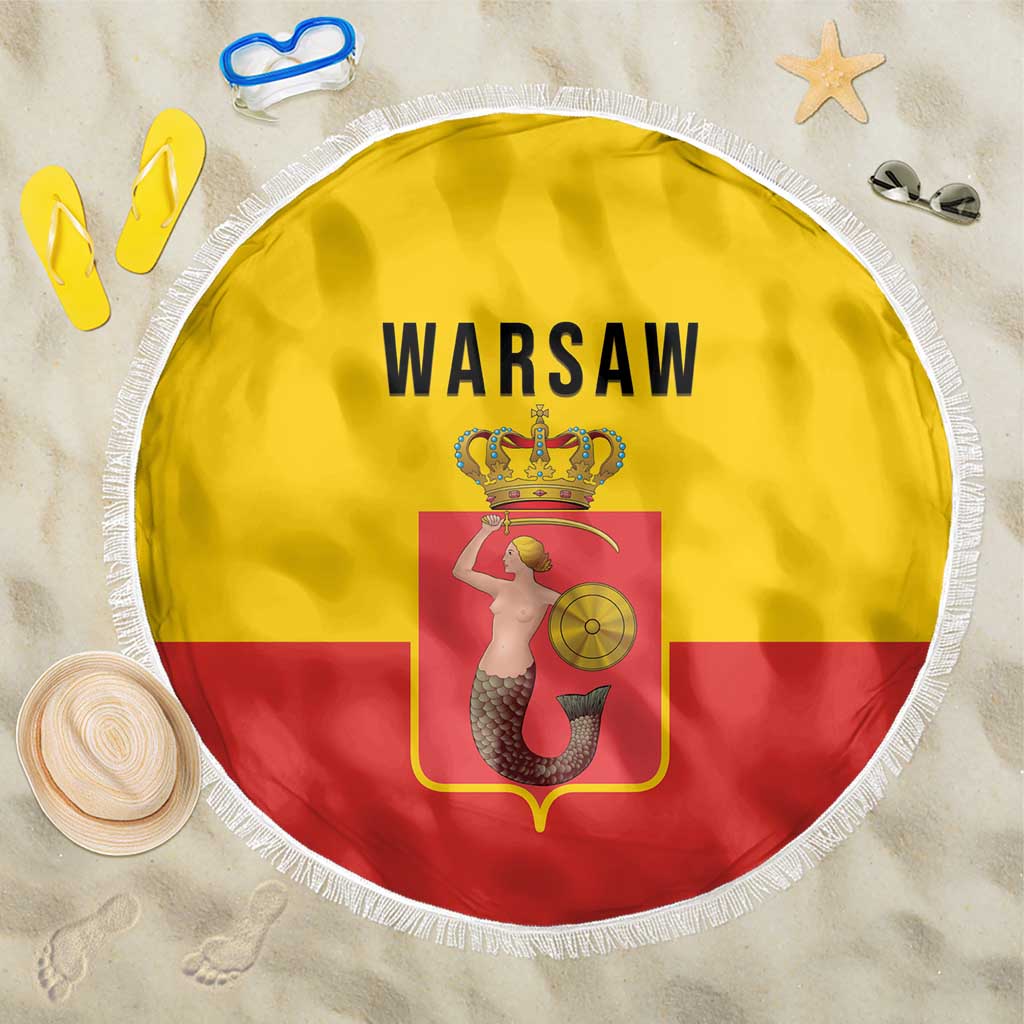 Warsaw Capital of Poland Beach Blanket Royal Syrenka Heraldic Design