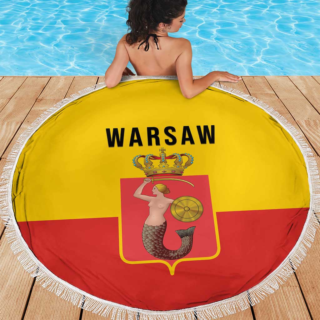 Warsaw Capital of Poland Beach Blanket Royal Syrenka Heraldic Design