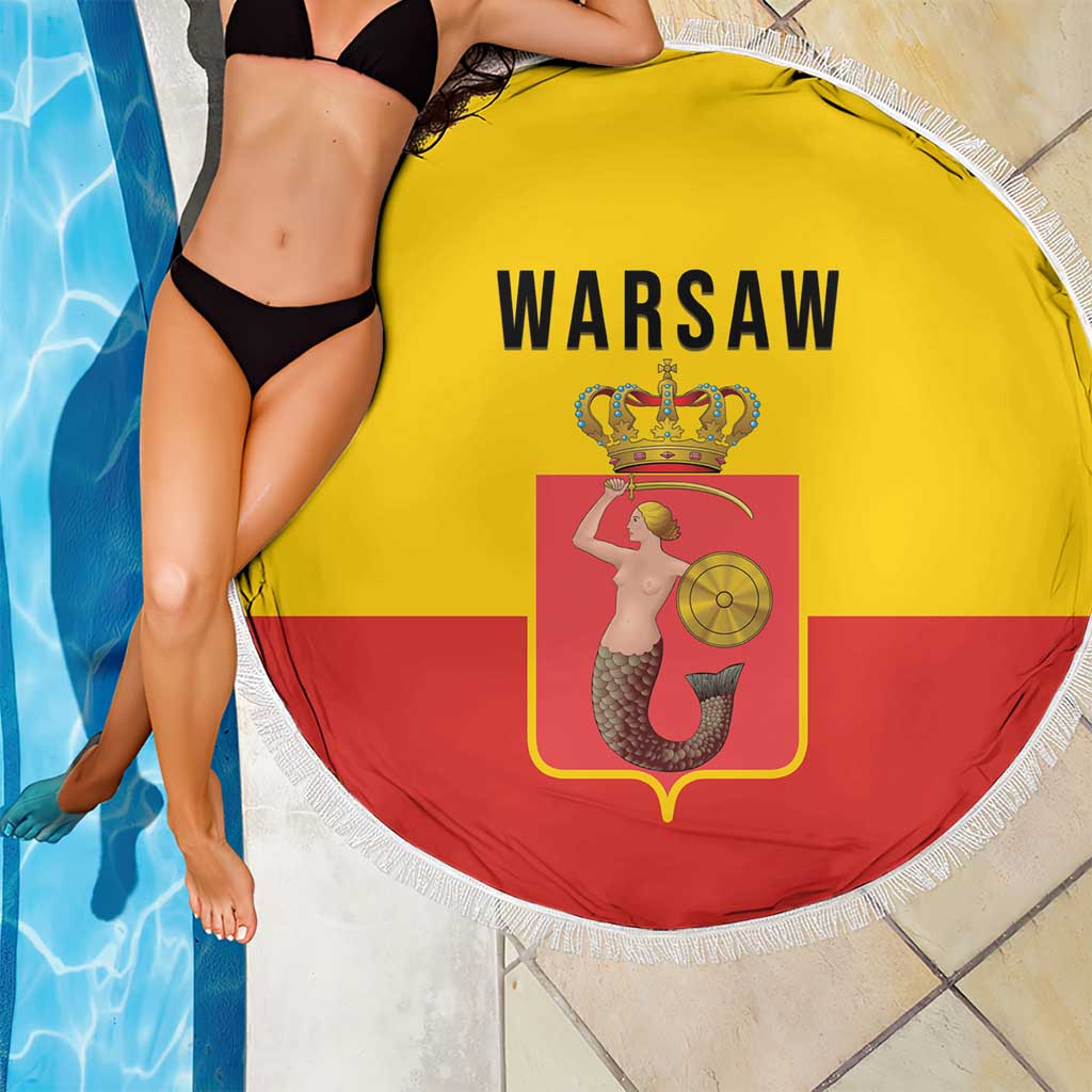 Warsaw Capital of Poland Beach Blanket Royal Syrenka Heraldic Design