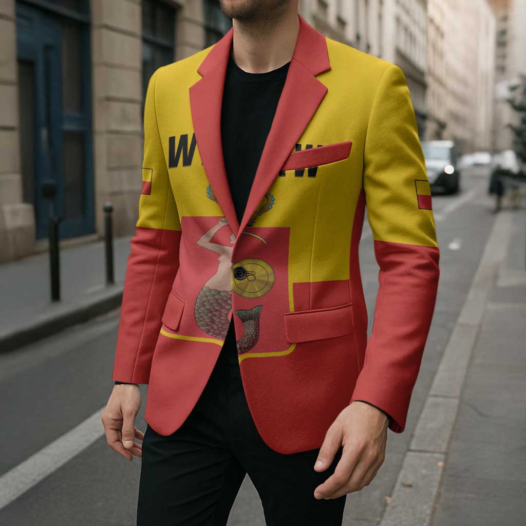 Personalized Warsaw Capital of Poland Blazer Royal Syrenka Heraldic Design