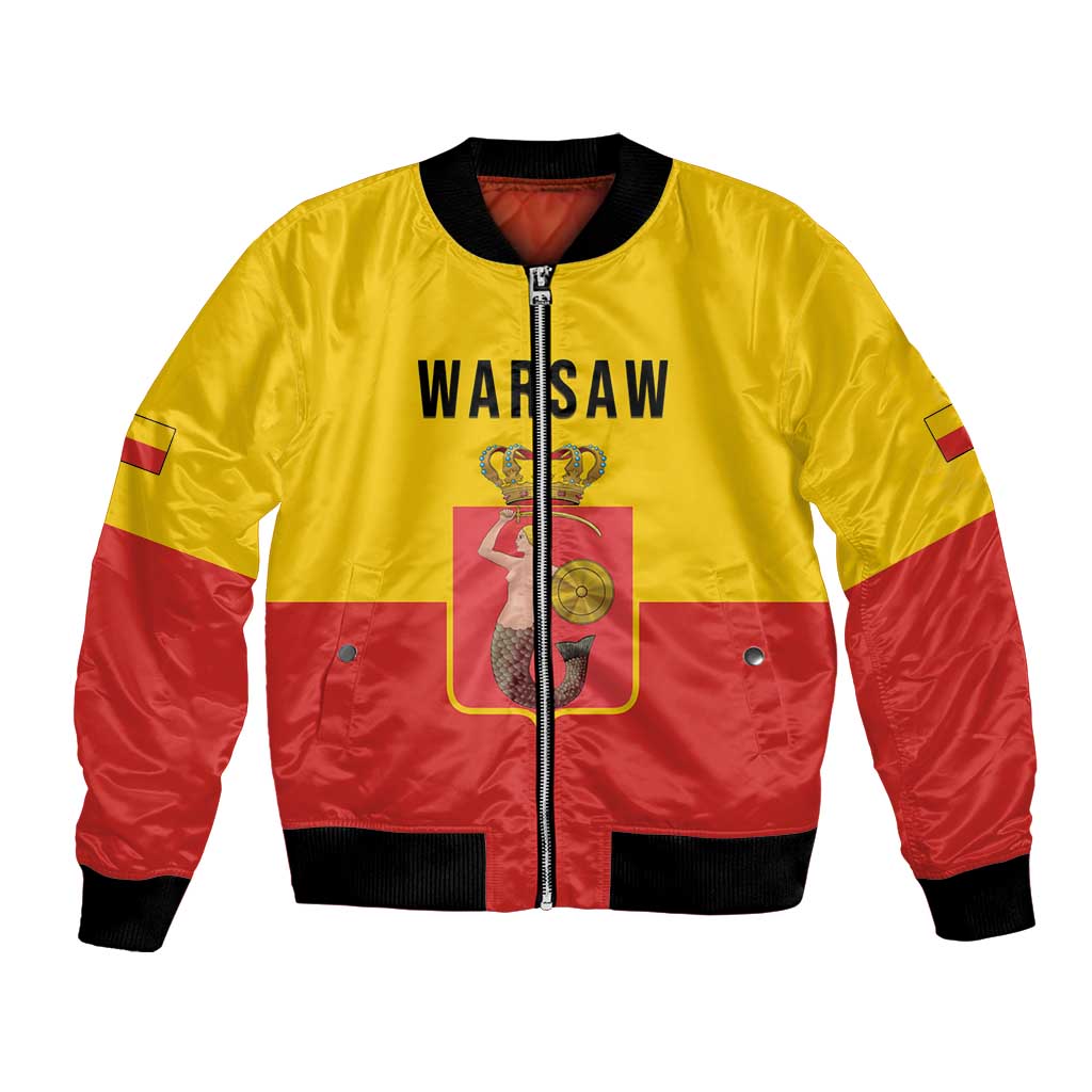 Personalized Warsaw Capital of Poland Bomber Jacket Royal Syrenka Heraldic Design