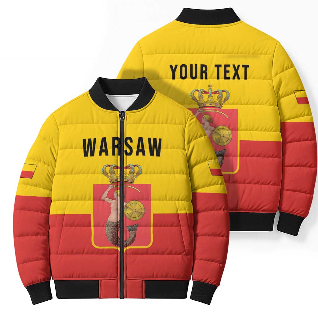 Personalized Warsaw Capital of Poland Bomber Puffer Jacket Royal Syrenka Heraldic Design
