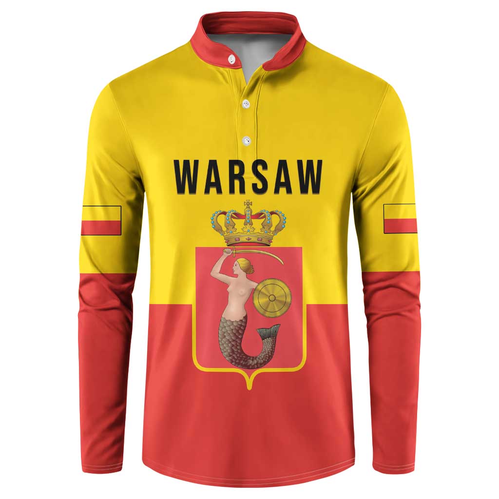 Personalized Warsaw Capital of Poland Button Sweatshirt Royal Syrenka Heraldic Design