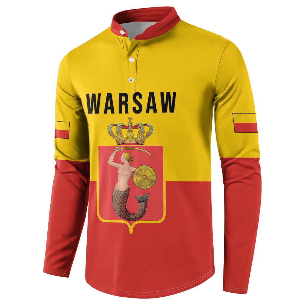 Personalized Warsaw Capital of Poland Button Sweatshirt Royal Syrenka Heraldic Design