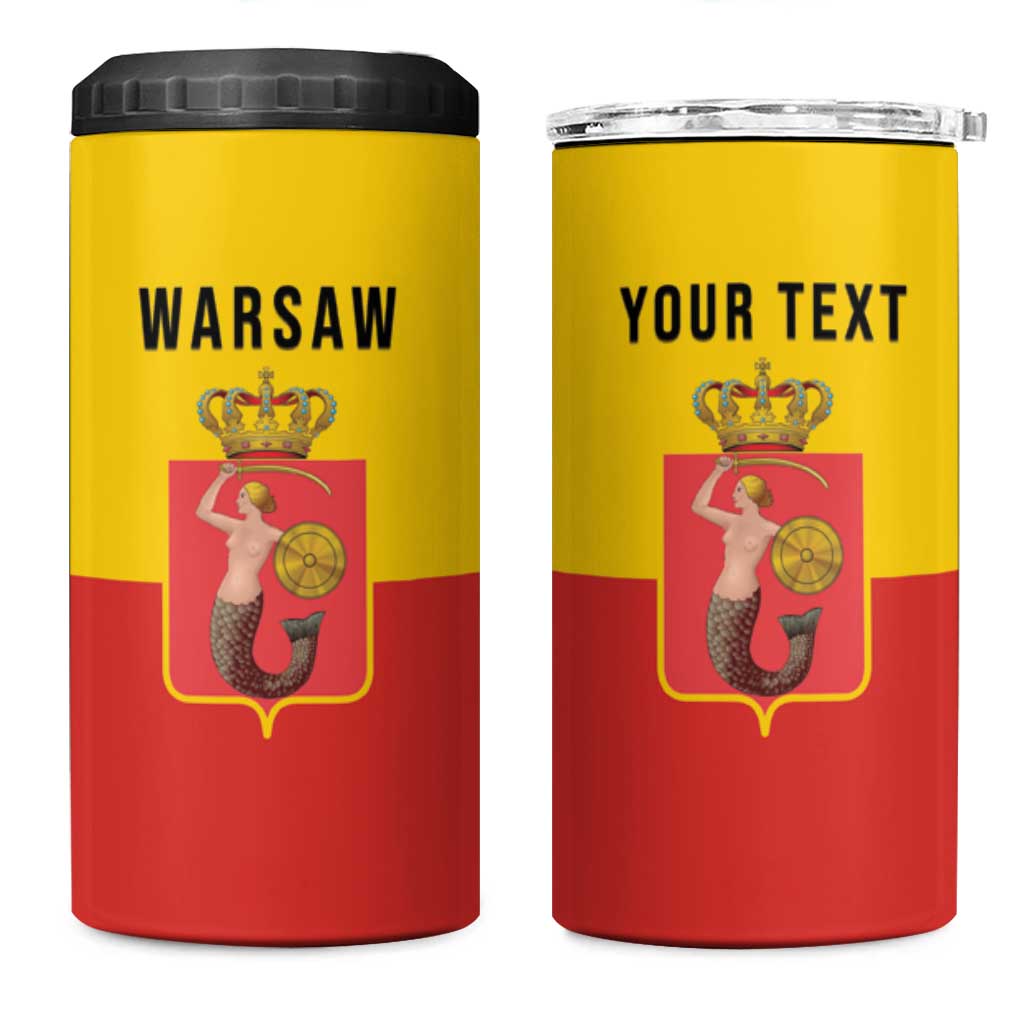 Personalized Warsaw Capital of Poland 4 in 1 Can Cooler Tumbler Royal Syrenka Heraldic Design