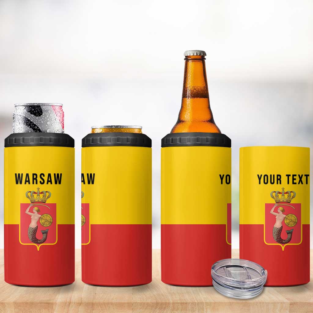 Personalized Warsaw Capital of Poland 4 in 1 Can Cooler Tumbler Royal Syrenka Heraldic Design