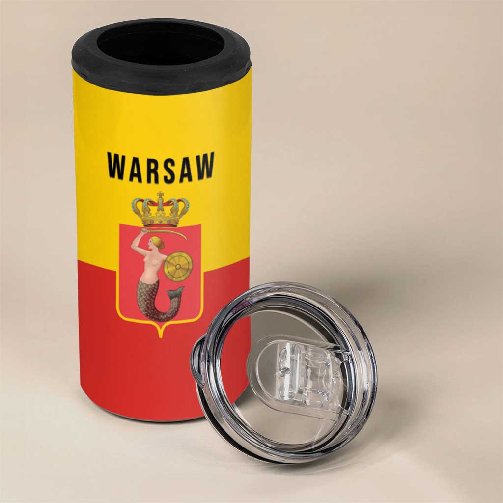 Personalized Warsaw Capital of Poland 4 in 1 Can Cooler Tumbler Royal Syrenka Heraldic Design