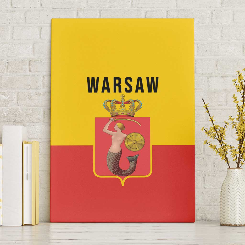 Warsaw Capital of Poland Canvas Wall Art Royal Syrenka Heraldic Design