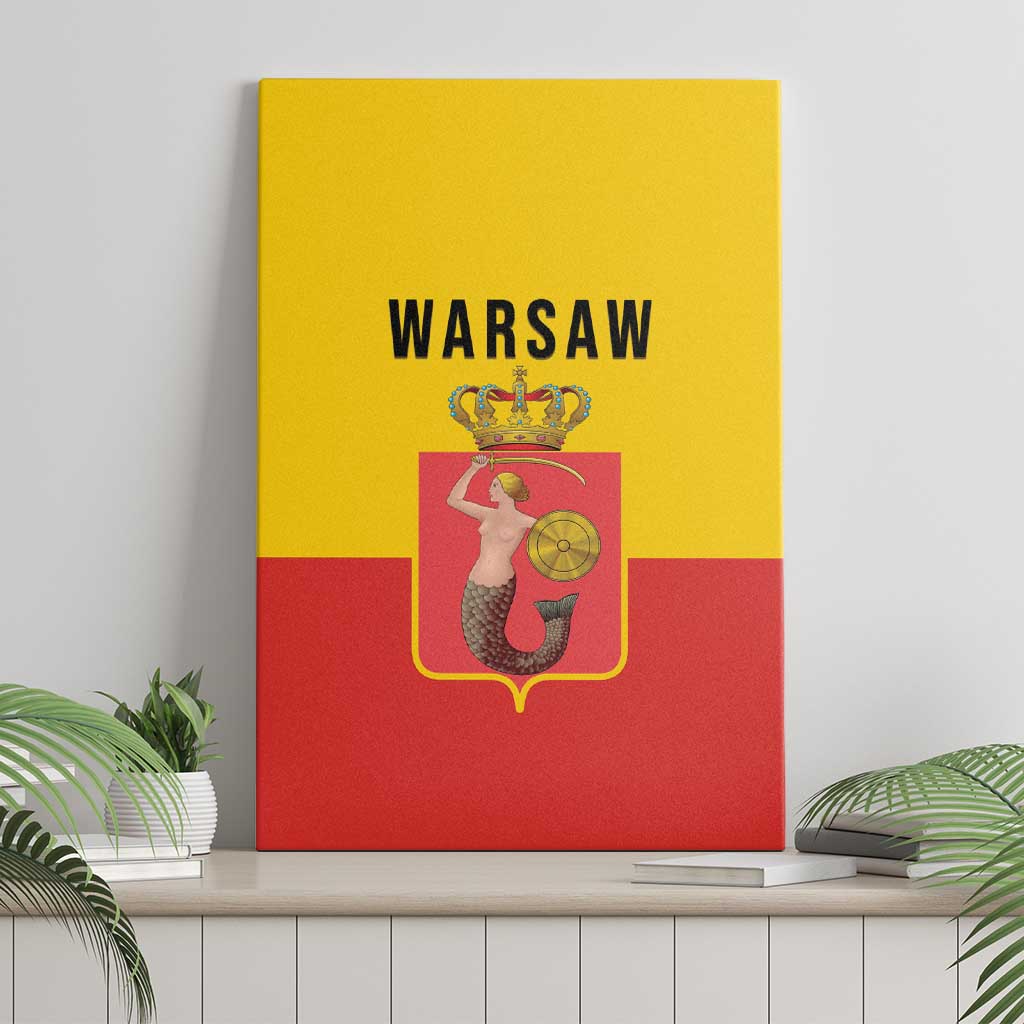 Warsaw Capital of Poland Canvas Wall Art Royal Syrenka Heraldic Design