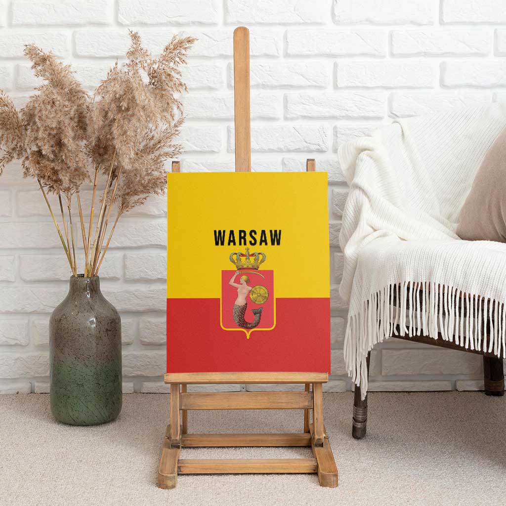 Warsaw Capital of Poland Canvas Wall Art Royal Syrenka Heraldic Design