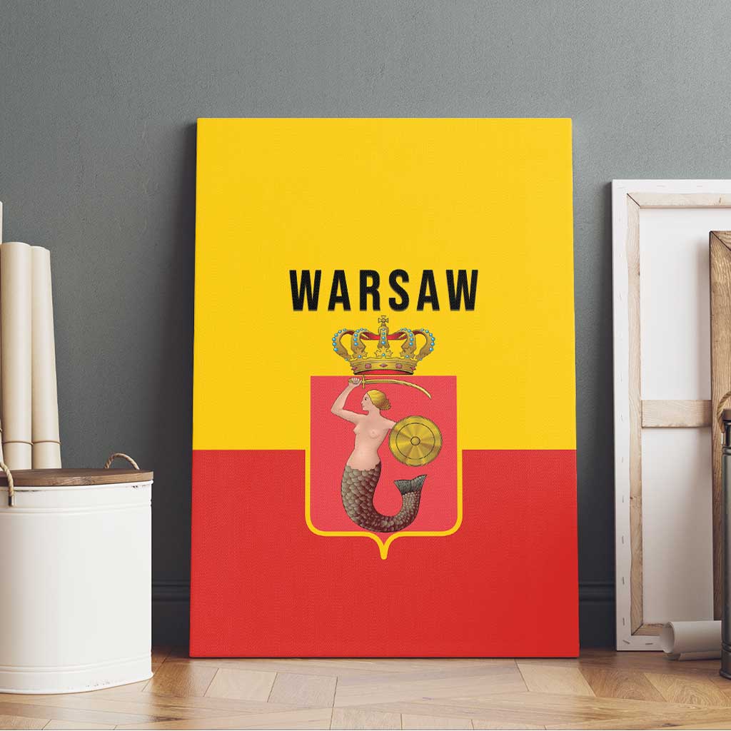 Warsaw Capital of Poland Canvas Wall Art Royal Syrenka Heraldic Design