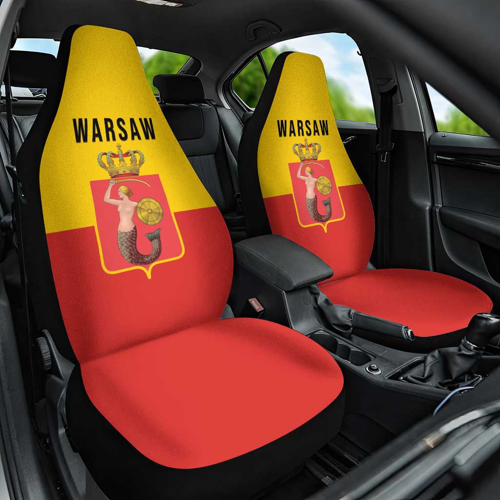 Warsaw Capital of Poland Car Seat Cover Royal Syrenka Heraldic Design