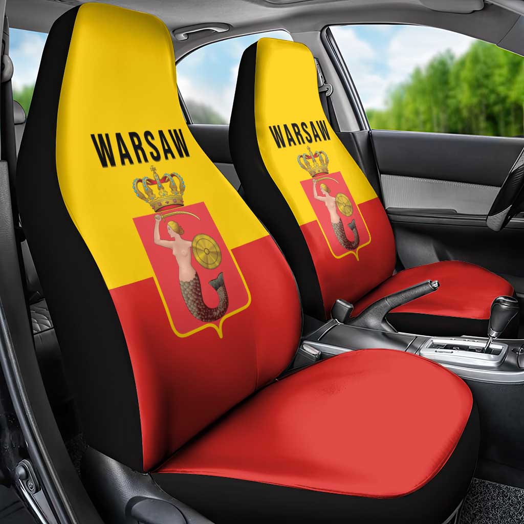 Warsaw Capital of Poland Car Seat Cover Royal Syrenka Heraldic Design