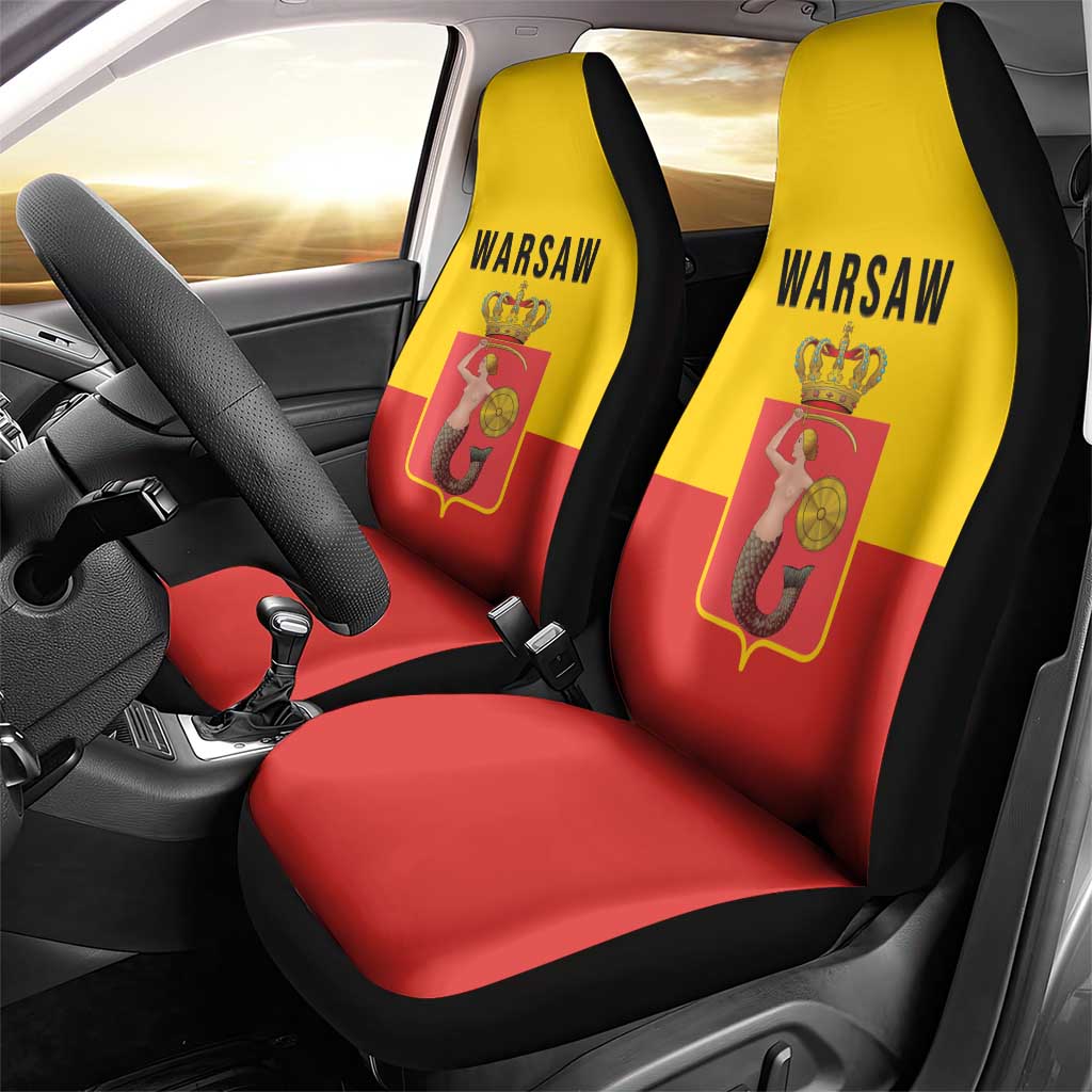 Warsaw Capital of Poland Car Seat Cover Royal Syrenka Heraldic Design