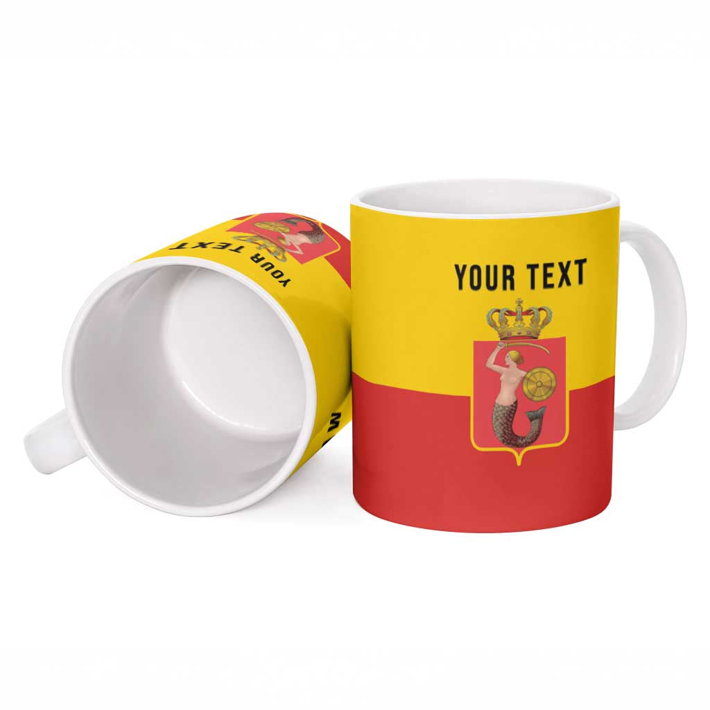 Personalized Warsaw Capital of Poland Ceramic Mug Royal Syrenka Heraldic Design
