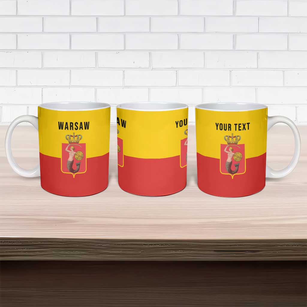 Personalized Warsaw Capital of Poland Ceramic Mug Royal Syrenka Heraldic Design