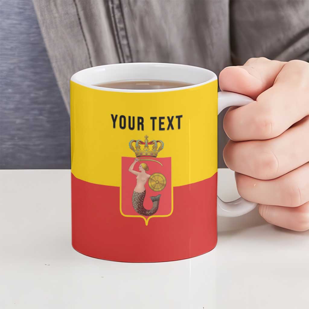 Personalized Warsaw Capital of Poland Ceramic Mug Royal Syrenka Heraldic Design