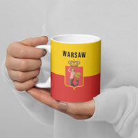 Personalized Warsaw Capital of Poland Ceramic Mug Royal Syrenka Heraldic Design