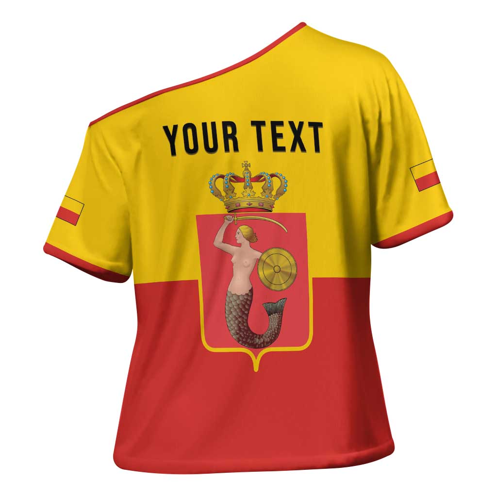 Personalized Warsaw Capital of Poland Cross Shoulder Shirt Royal Syrenka Heraldic Design