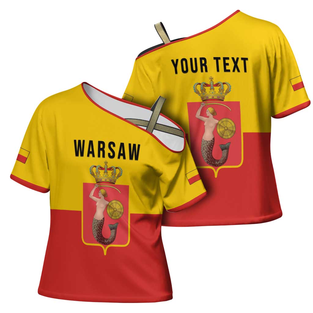 Personalized Warsaw Capital of Poland Cross Shoulder Shirt Royal Syrenka Heraldic Design