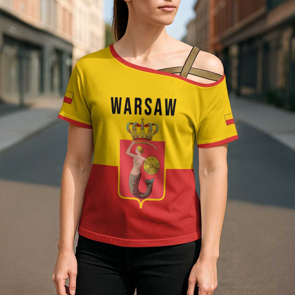 Personalized Warsaw Capital of Poland Cross Shoulder Shirt Royal Syrenka Heraldic Design