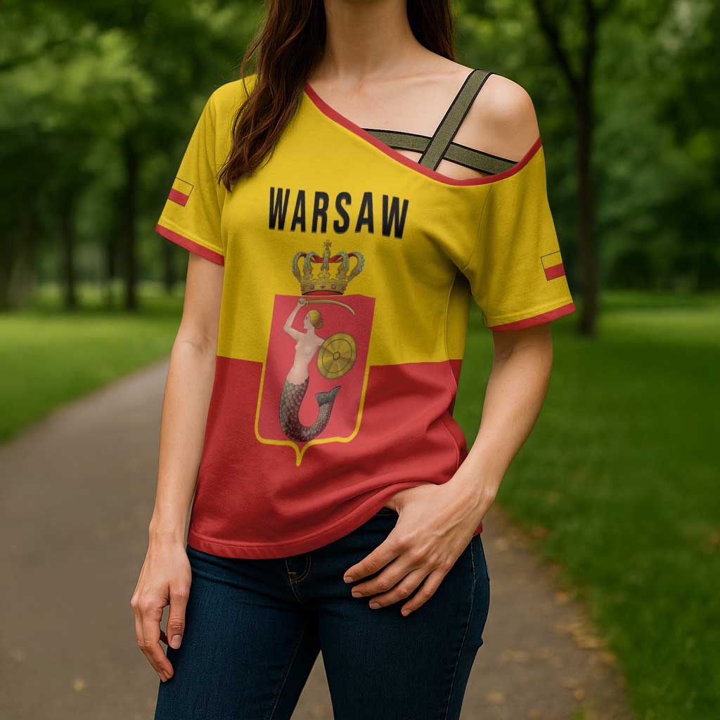 Personalized Warsaw Capital of Poland Cross Shoulder Shirt Royal Syrenka Heraldic Design