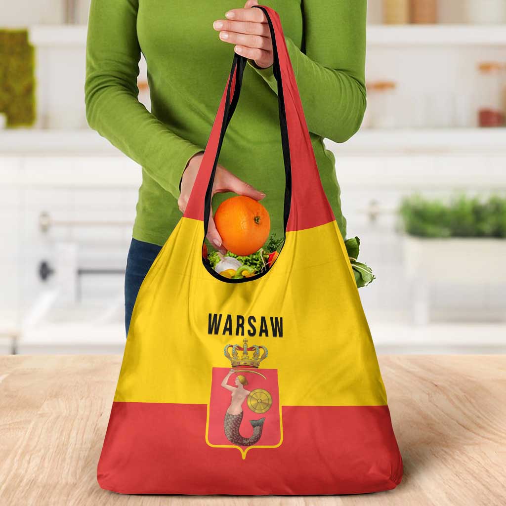 Warsaw Capital of Poland Grocery Bag Royal Syrenka Heraldic Design