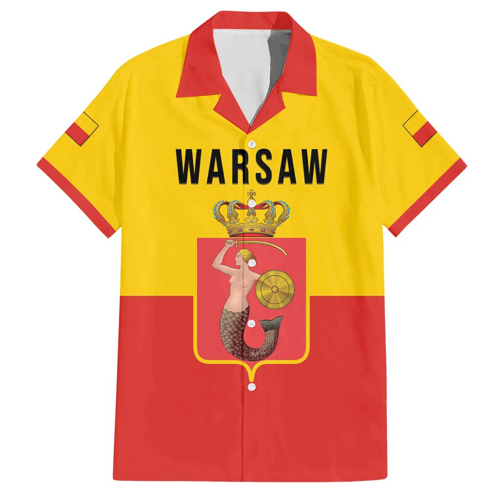Personalized Warsaw Capital of Poland Hawaiian Shirt Royal Syrenka Heraldic Design