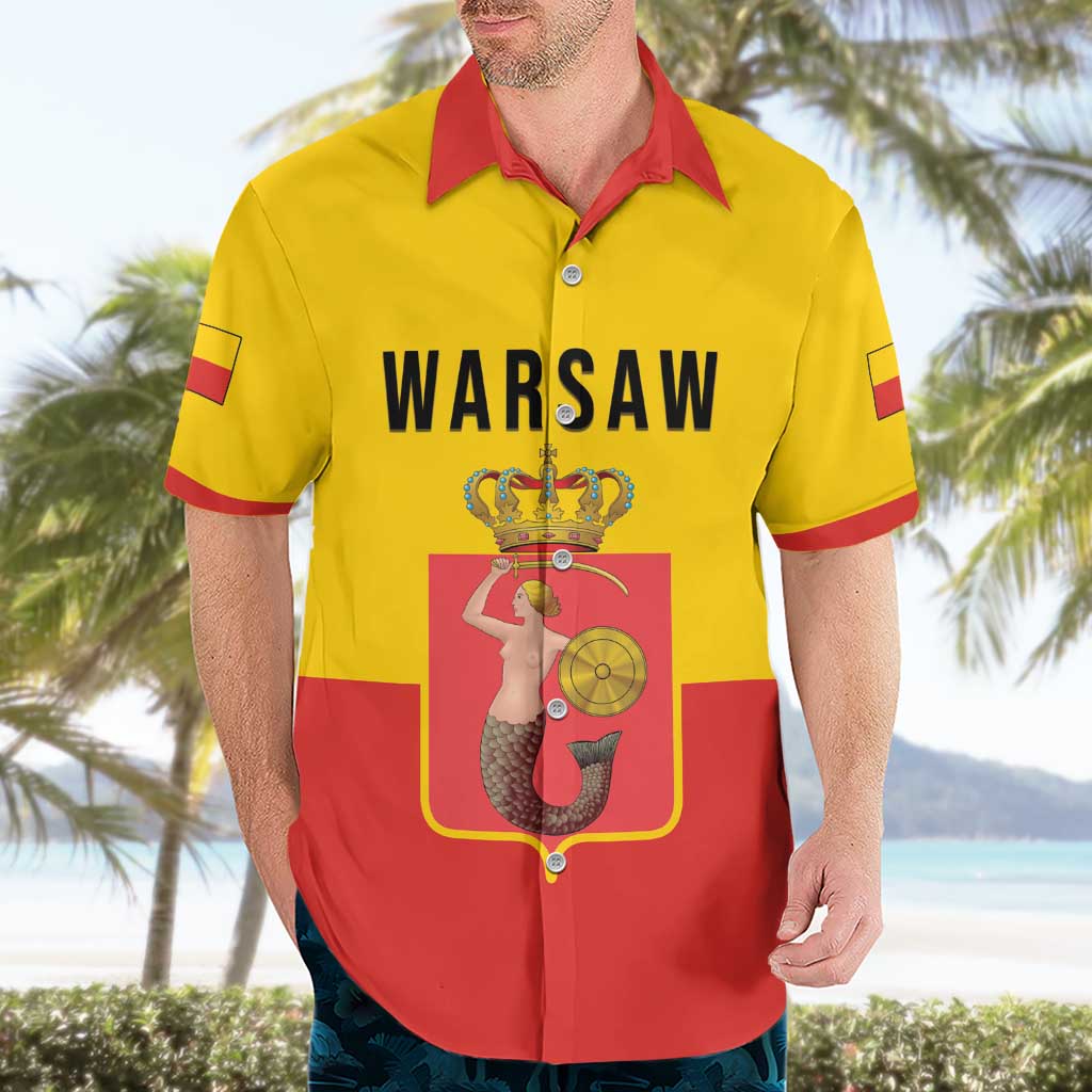 Personalized Warsaw Capital of Poland Hawaiian Shirt Royal Syrenka Heraldic Design