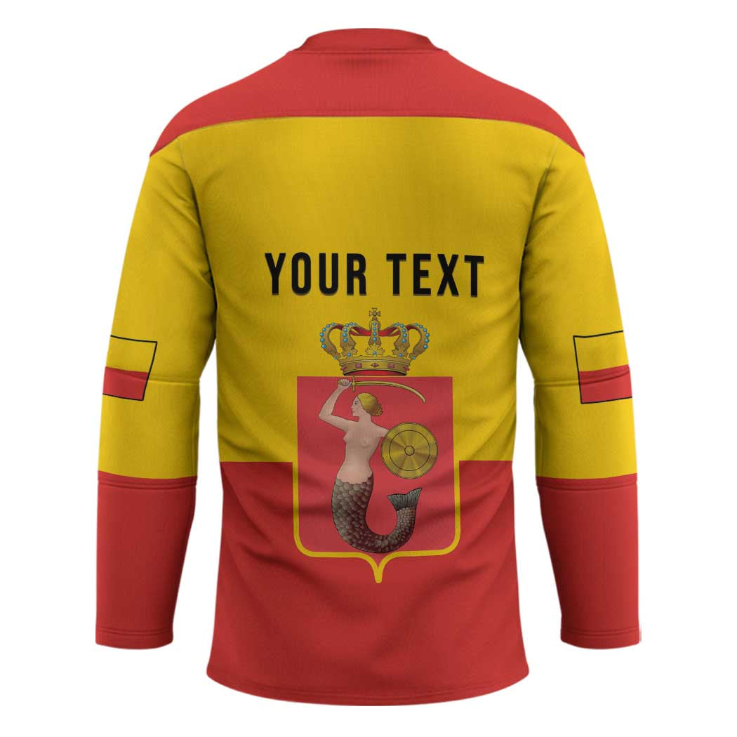 Personalized Warsaw Capital of Poland Hockey Jersey Royal Syrenka Heraldic Design