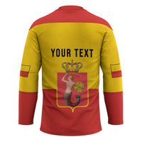 Personalized Warsaw Capital of Poland Hockey Jersey Royal Syrenka Heraldic Design