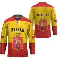 Personalized Warsaw Capital of Poland Hockey Jersey Royal Syrenka Heraldic Design