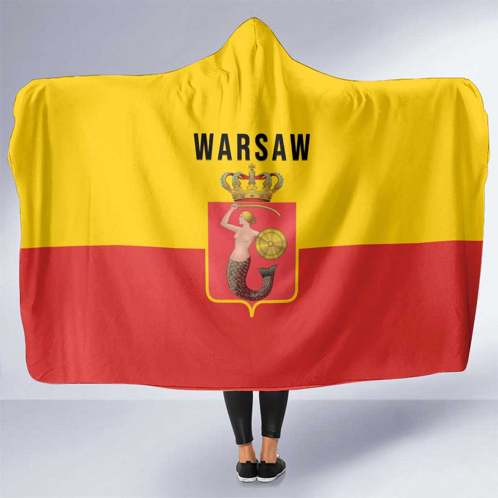 Warsaw Capital of Poland Hooded Blanket Royal Syrenka Heraldic Design