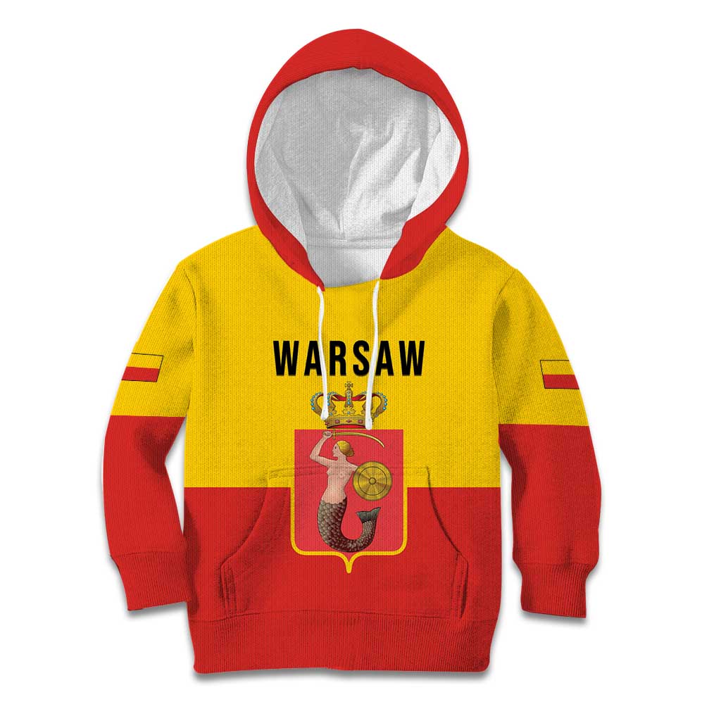 Personalized Warsaw Capital of Poland Kid Hoodie Royal Syrenka Heraldic Design