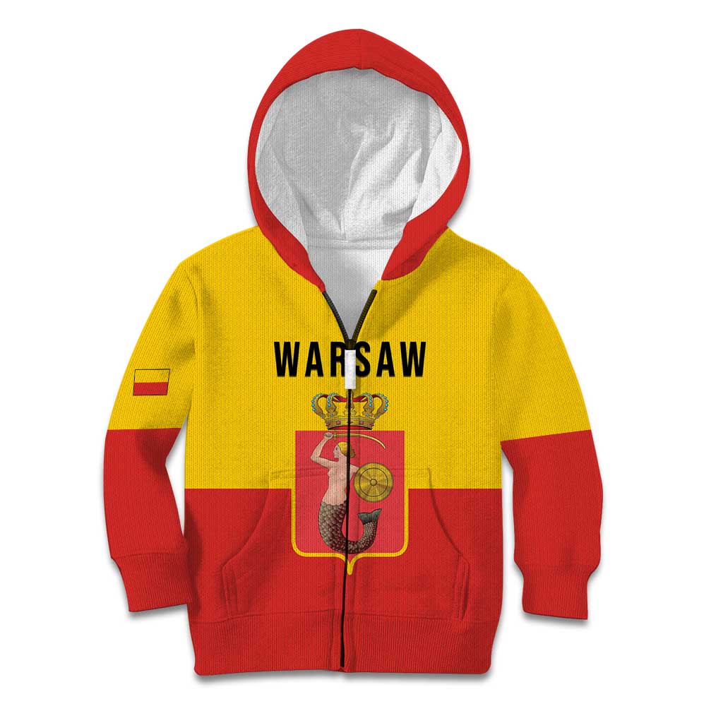 Personalized Warsaw Capital of Poland Kid Hoodie Royal Syrenka Heraldic Design