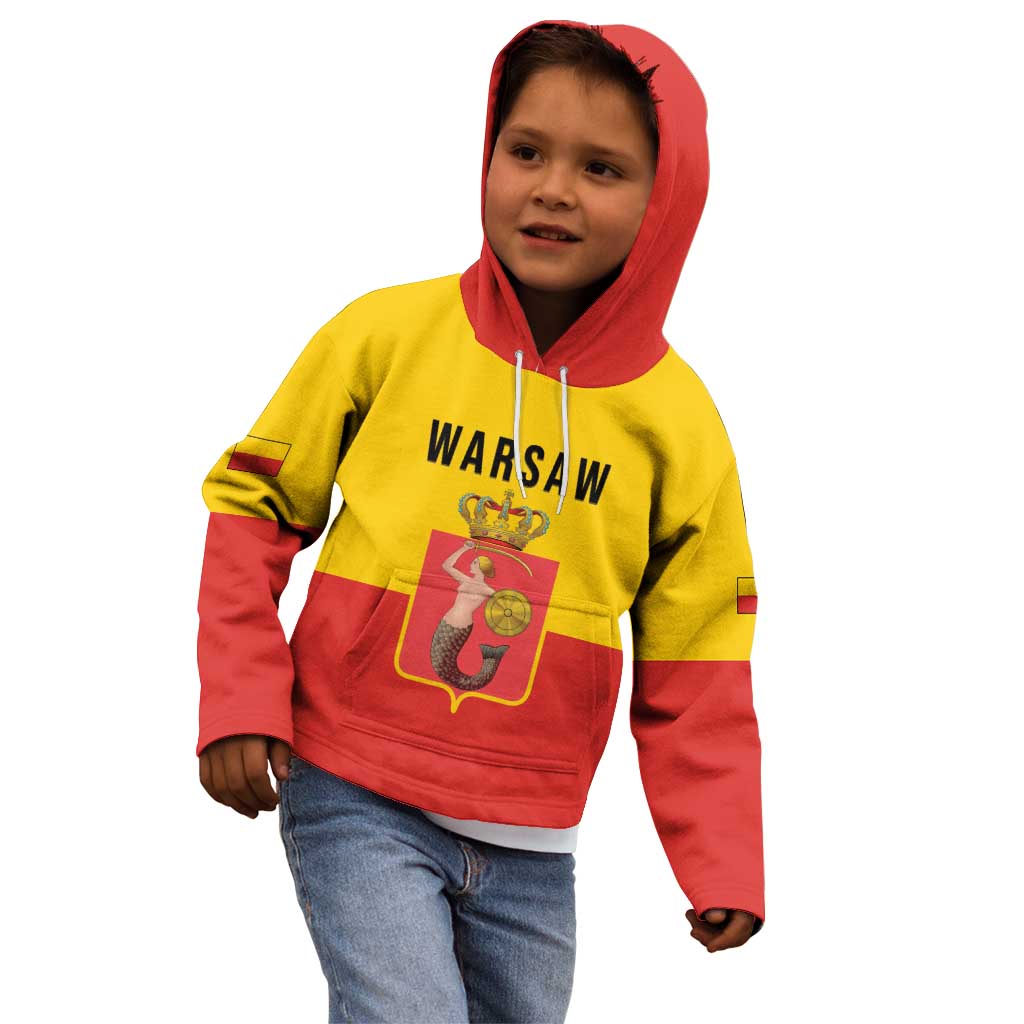 Personalized Warsaw Capital of Poland Kid Hoodie Royal Syrenka Heraldic Design
