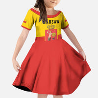 Personalized Warsaw Capital of Poland Kid Short Sleeve Dress Royal Syrenka Heraldic Design