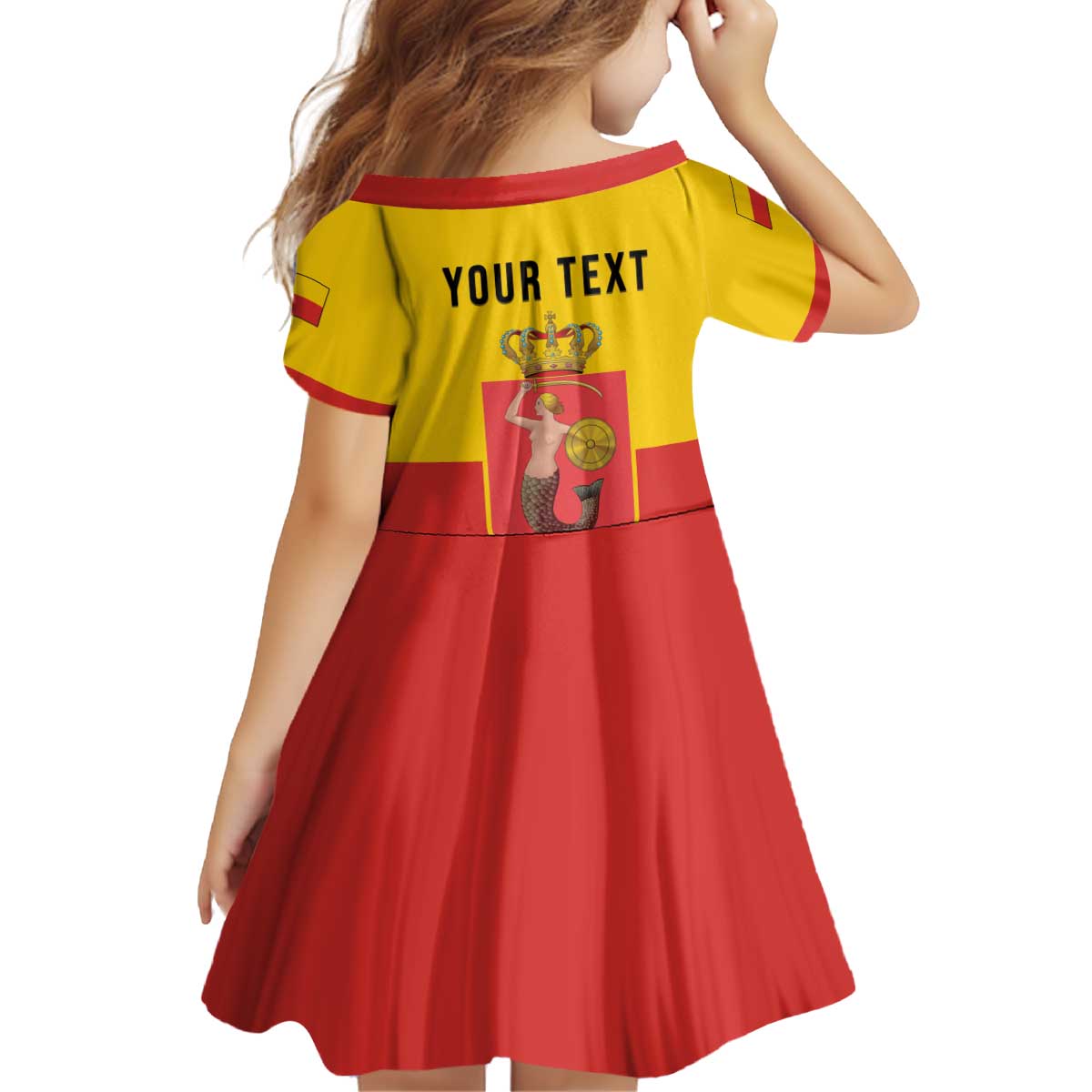 Personalized Warsaw Capital of Poland Kid Short Sleeve Dress Royal Syrenka Heraldic Design