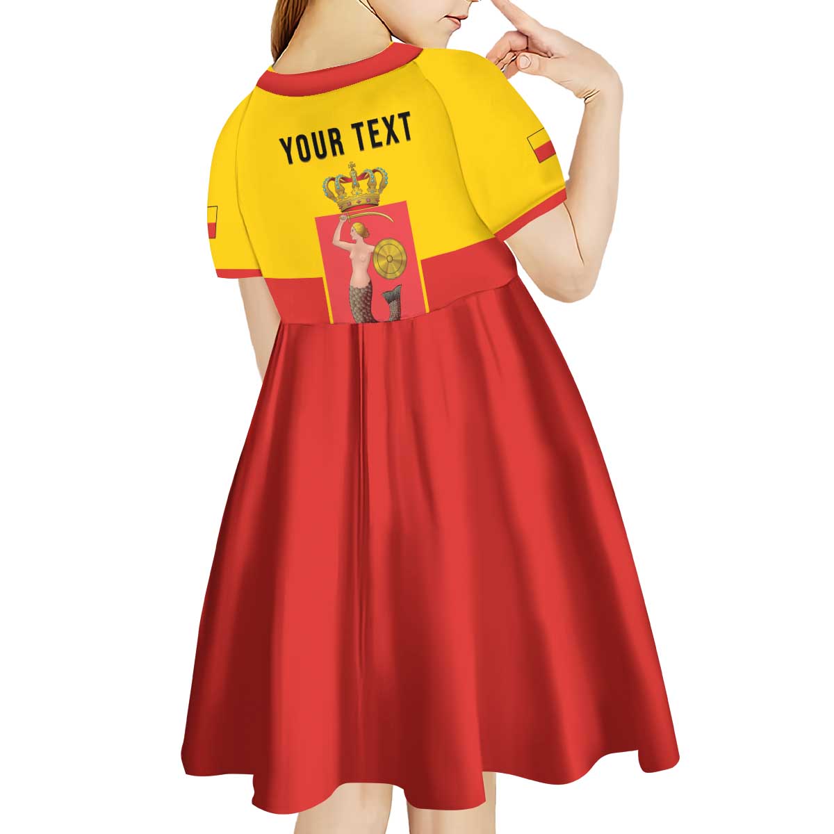 Personalized Warsaw Capital of Poland Kid Short Sleeve Dress Royal Syrenka Heraldic Design
