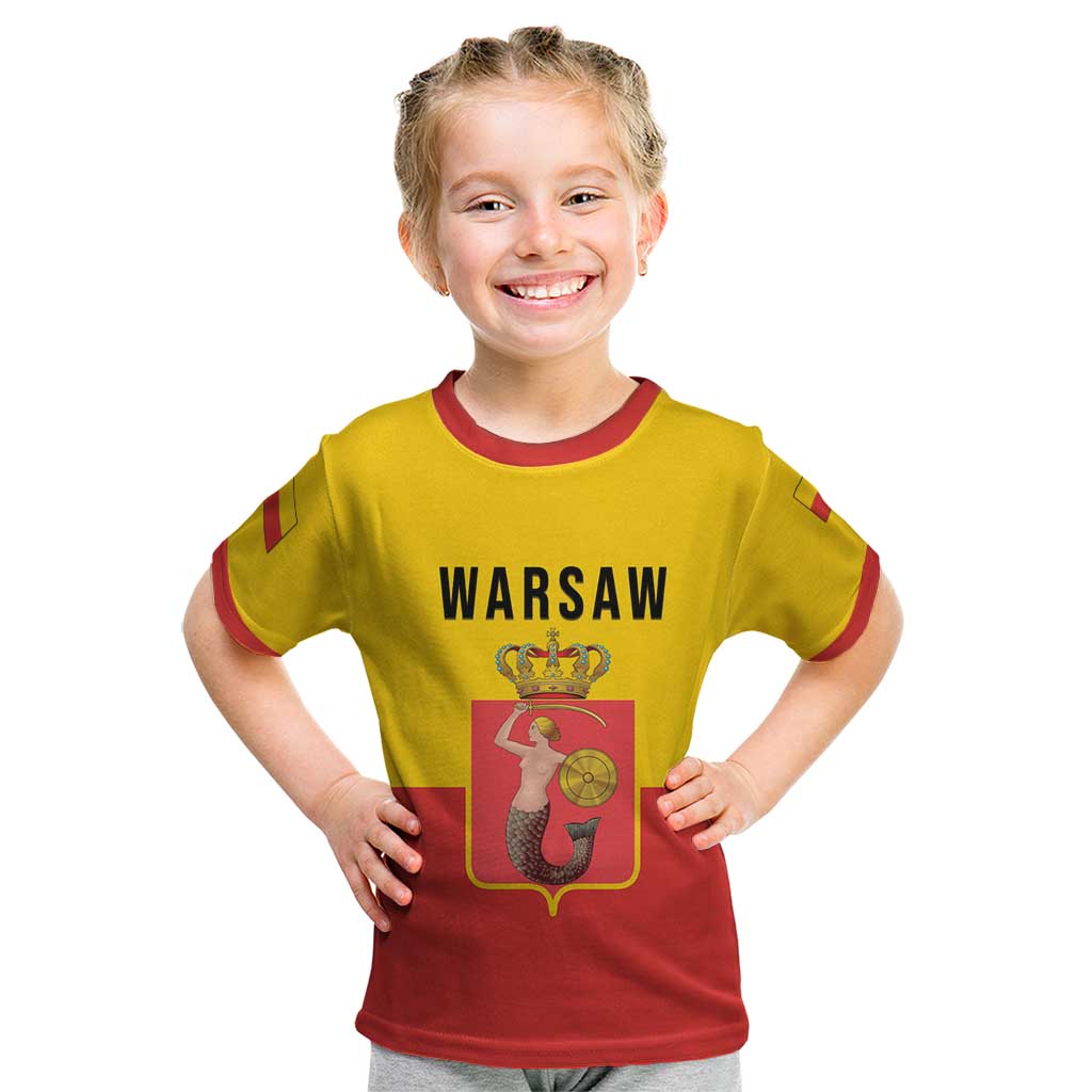 Personalized Warsaw Capital of Poland Kid T Shirt Royal Syrenka Heraldic Design