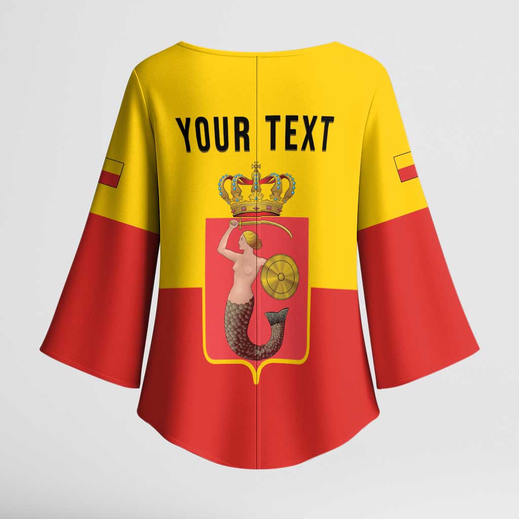 Personalized Warsaw Capital of Poland Kimono Sleeve Blouse Royal Syrenka Heraldic Design