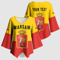Personalized Warsaw Capital of Poland Kimono Sleeve Blouse Royal Syrenka Heraldic Design
