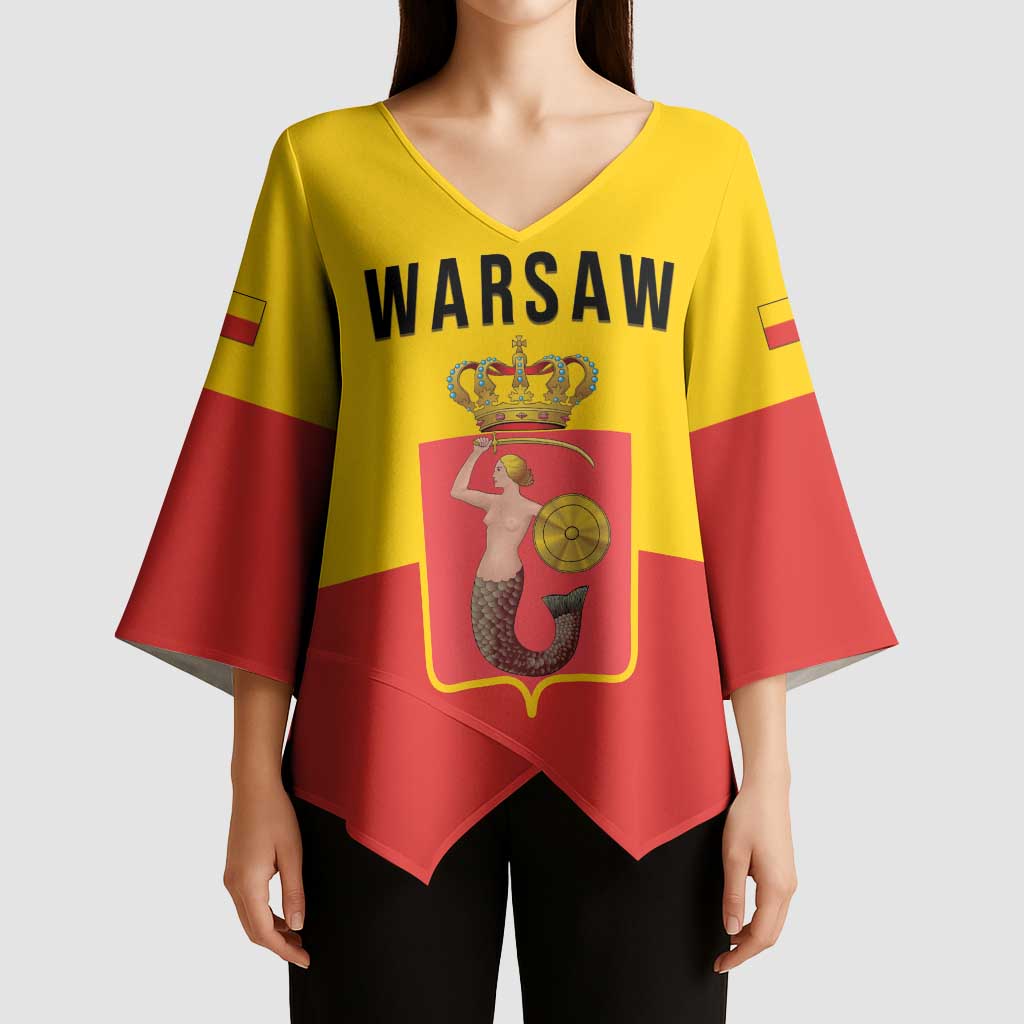 Personalized Warsaw Capital of Poland Kimono Sleeve Blouse Royal Syrenka Heraldic Design
