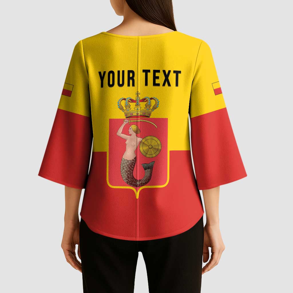 Personalized Warsaw Capital of Poland Kimono Sleeve Blouse Royal Syrenka Heraldic Design