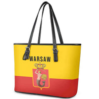 Warsaw Capital of Poland Leather Tote Bag Royal Syrenka Heraldic Design