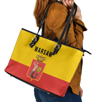 Warsaw Capital of Poland Leather Tote Bag Royal Syrenka Heraldic Design