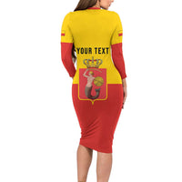Personalized Warsaw Capital of Poland Long Sleeve Bodycon Dress Royal Syrenka Heraldic Design