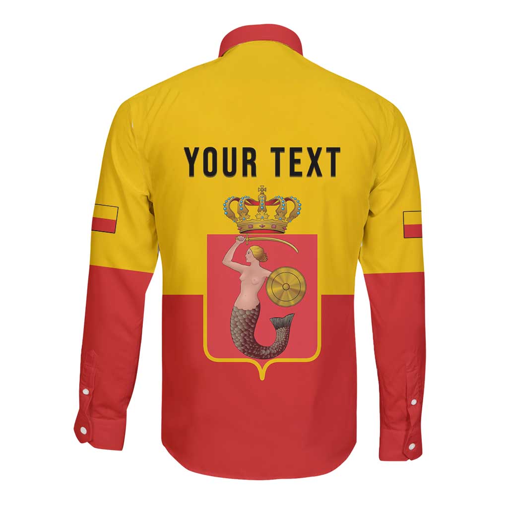 Personalized Warsaw Capital of Poland Long Sleeve Button Shirt Royal Syrenka Heraldic Design